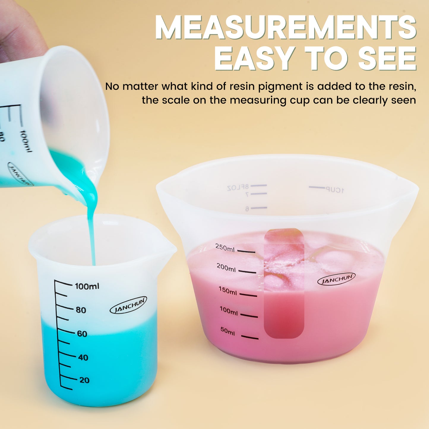 JANCHUN Silicone Measuring Cups for Epoxy Resin,