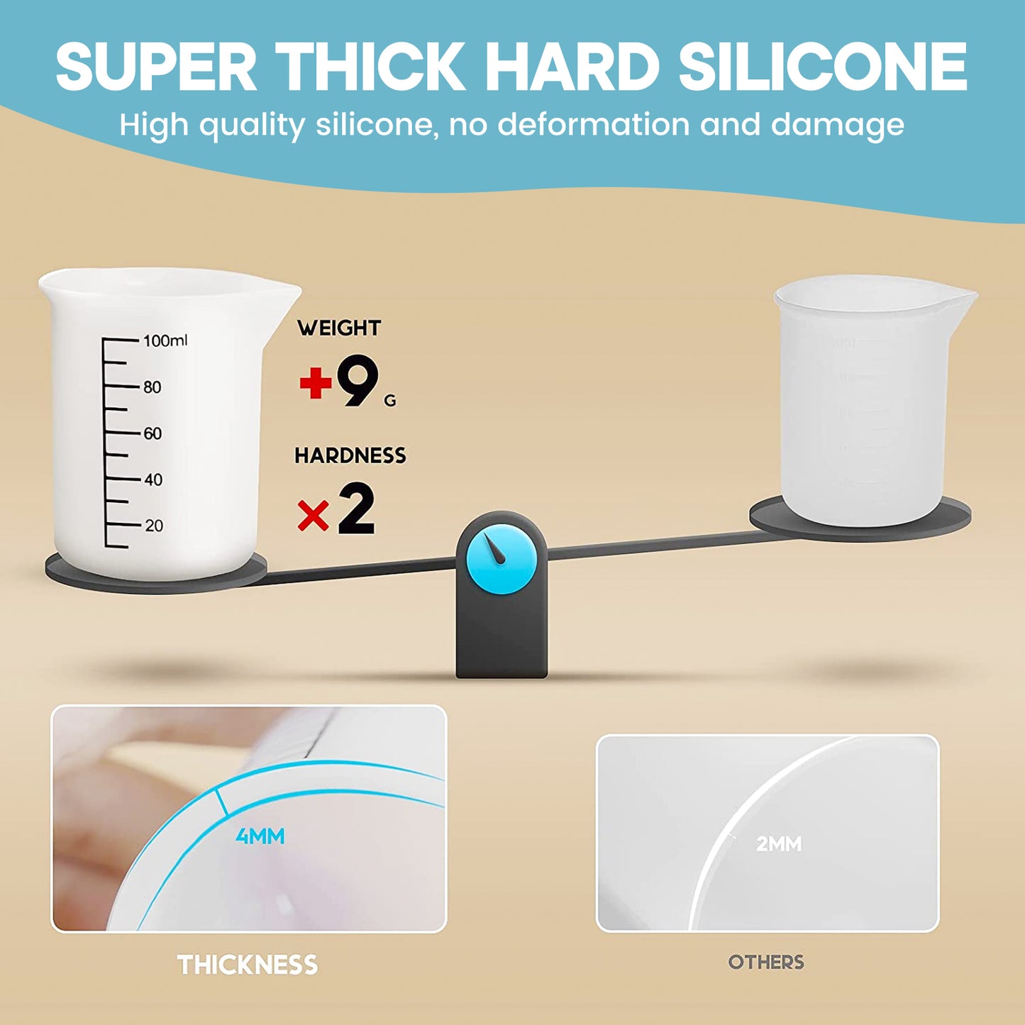 JANCHUN Silicone Measuring Cups for Epoxy Resin,