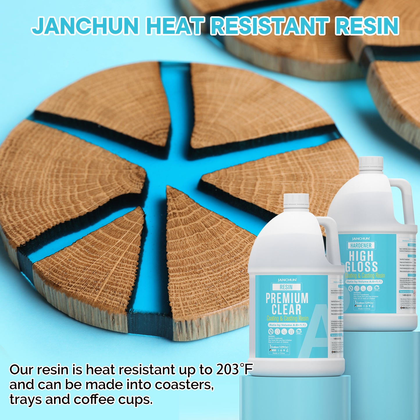 JANCHUN 2 Gallon Premium Clear Epoxy Resin Kit