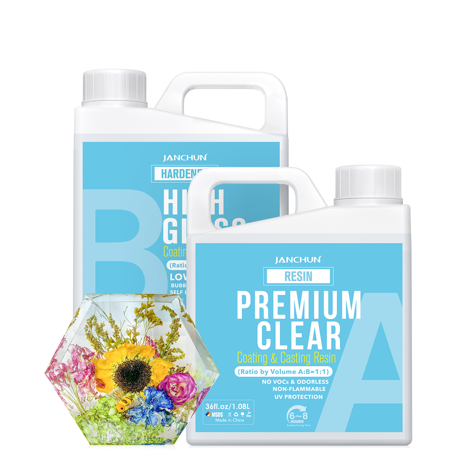 JANCHUN 72oz Premium Clear Epoxy Resin Kit HighGloss Casting and Coati