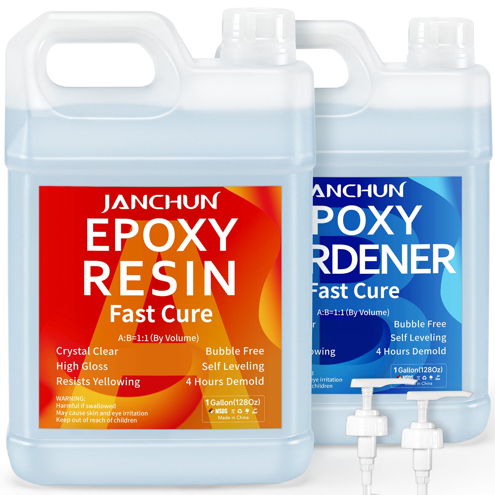 JANCHUN Epoxy Resin and Hardener Kit 2Gallon – Crystal Clear Resin Set for Art and Crafts  