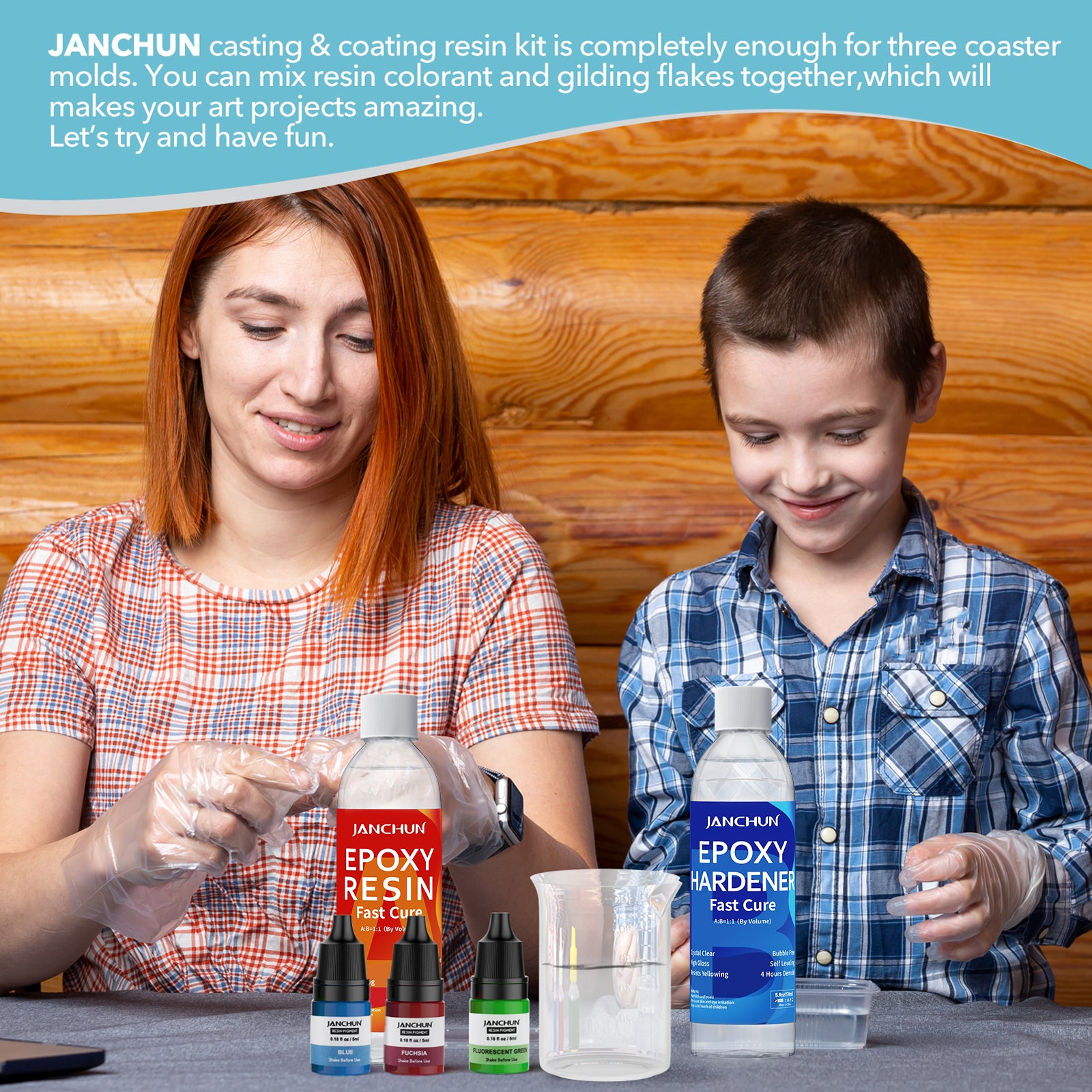 Our epoxy resin clear is mixed at a 1:1 ratio by volume easily and smoothly.