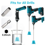 A scene of the mixer paddle being used with a drill to mix resin, demonstrating the "compatible with all drills" feature, helping you understand how to use it.